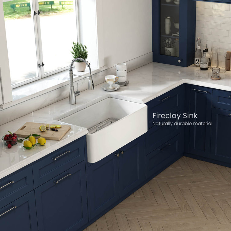 Pure White 33" Fireclay Single Bowl Farmhouse Kitchen Sink