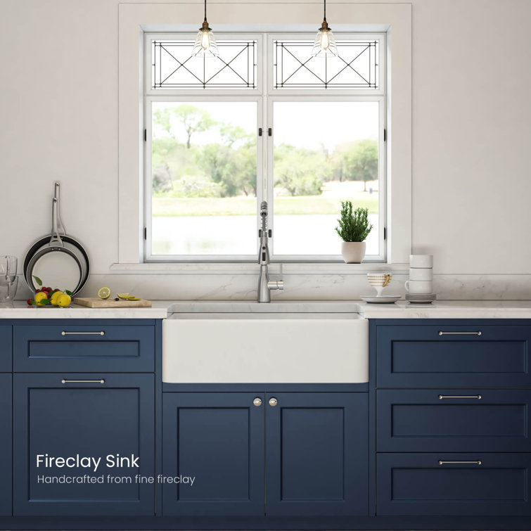 Pure White 33" Fireclay Single Bowl Farmhouse Kitchen Sink