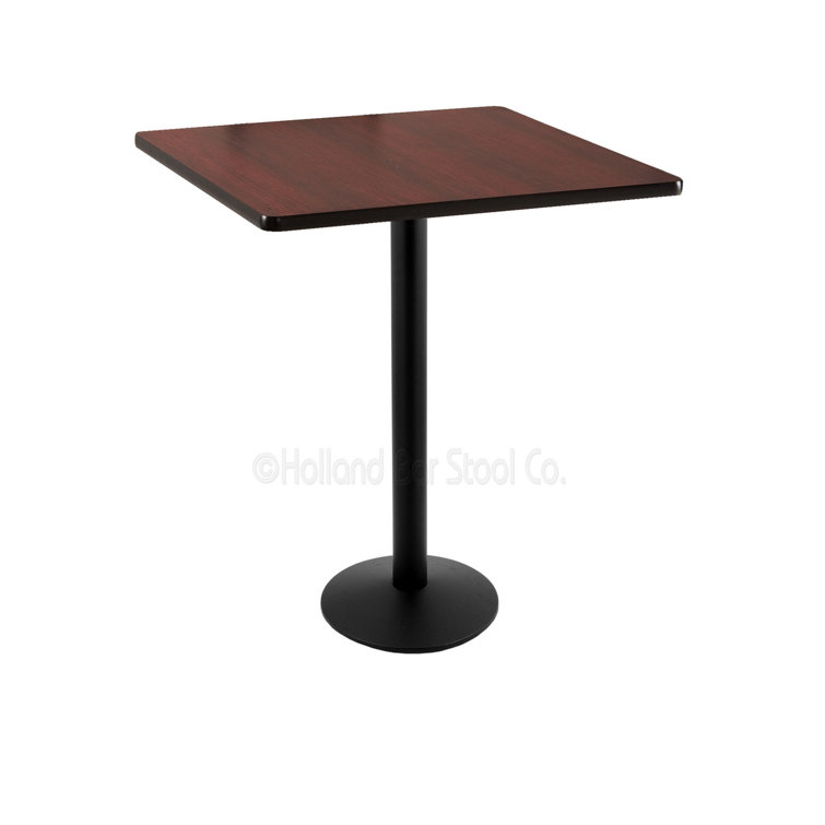 Dual-Tone Laminate Square Dining Table with Steel Pedestal Base