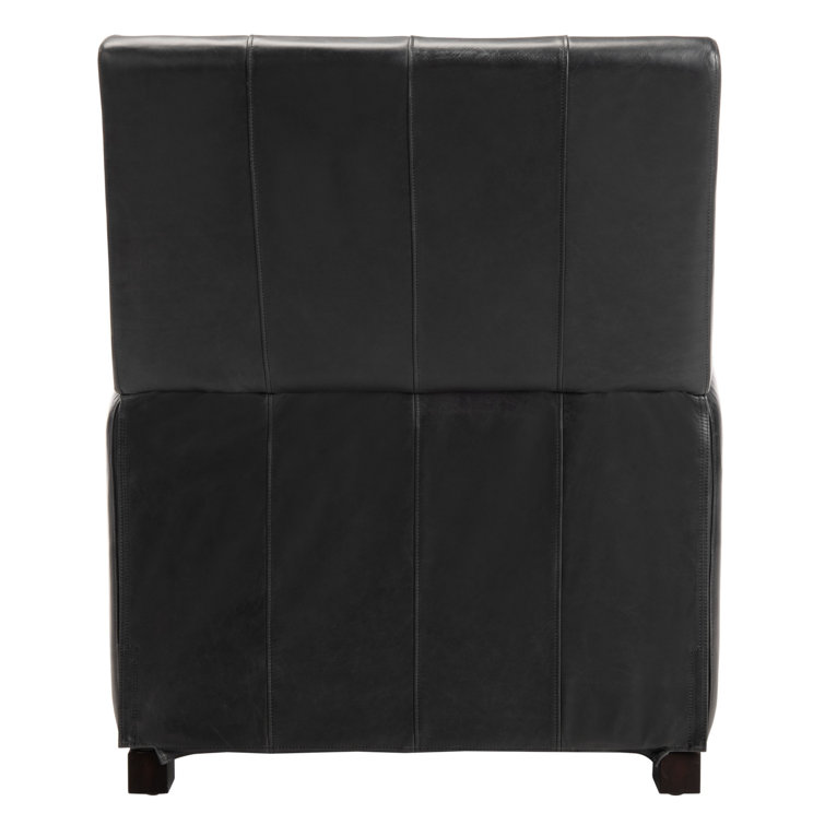 Black Leather Recliner with Wood Legs and Nailhead Trim