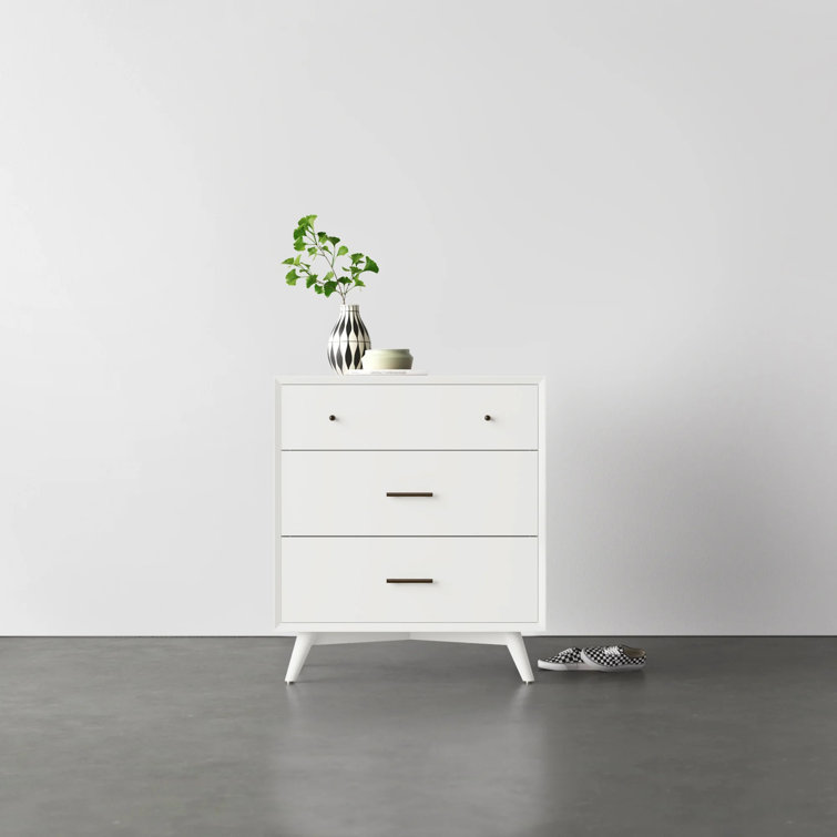 Flynn Transitional 3-Drawer Solid Mahogany Chest in White