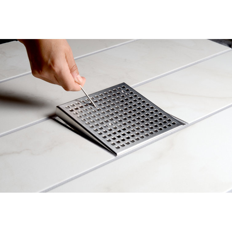 4" x 4" Stainless Steel Square Shower Drain with Grate