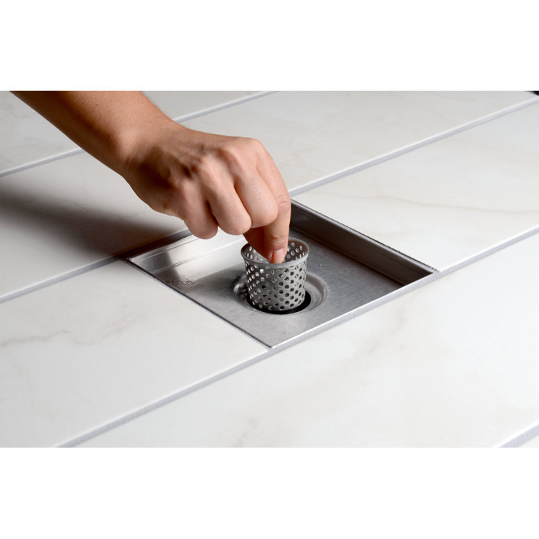 4" x 4" Stainless Steel Square Shower Drain with Grate