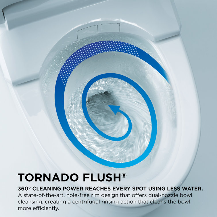 Cotton White Elongated Dual Flush Macerating Toilet with Bidet