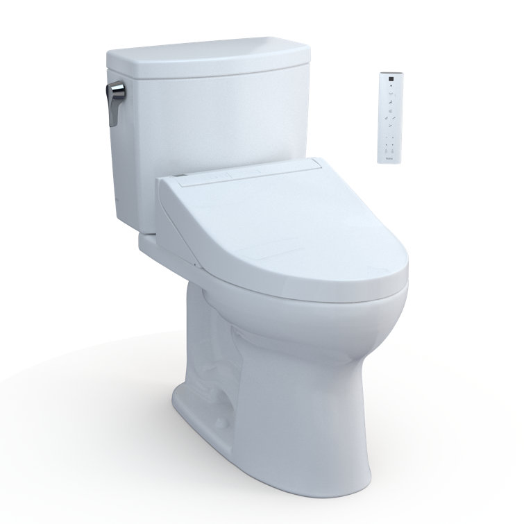 White Elongated Two-Piece High Efficiency Bidet Toilet