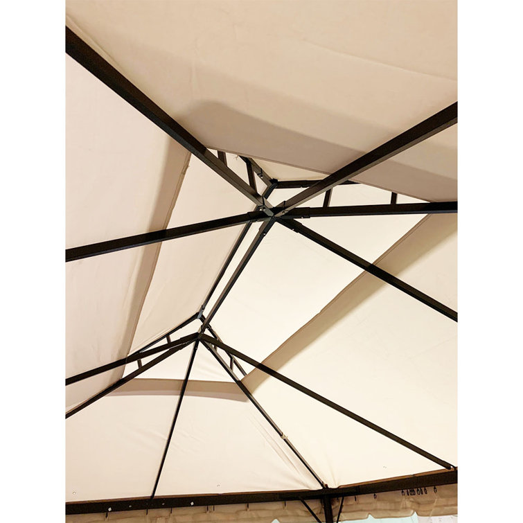 Outsunny Classic 10x13 Double-Tiered Gazebo Canopy - Beige Whisper