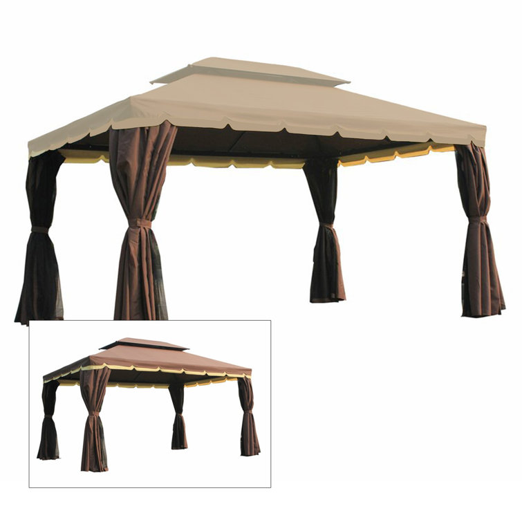 Outsunny Classic 10x13 Double-Tiered Gazebo Canopy - Beige Whisper