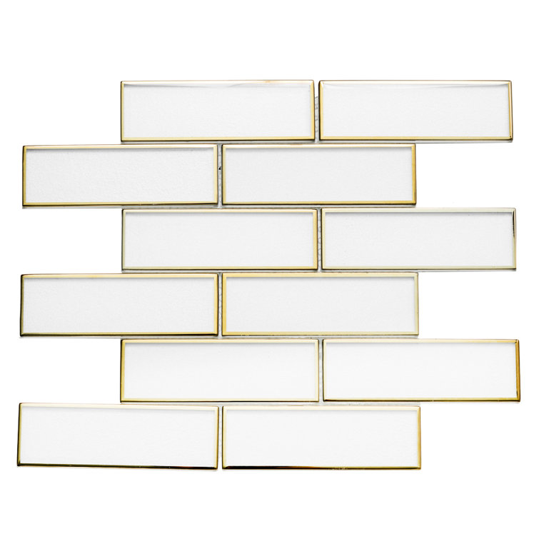 Athena 12" x 12" Gold Trim Glass Mosaic Wall Tile