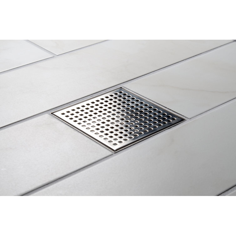 4" x 4" Stainless Steel Square Shower Drain with Grate