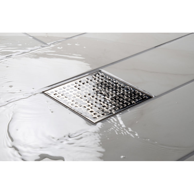4" x 4" Stainless Steel Square Shower Drain with Grate