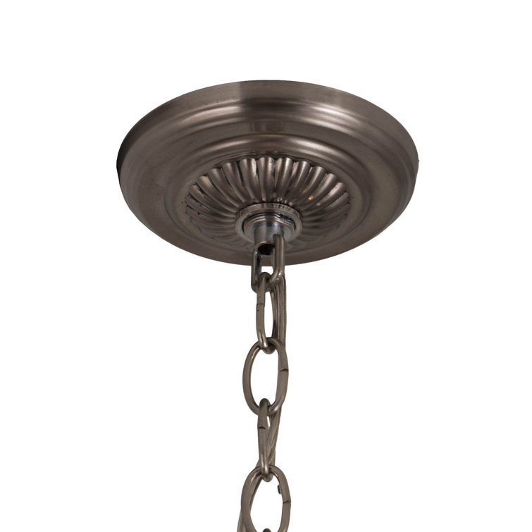 Elegant Moravian Star Brushed Nickel Pendant with Clear Seedy Glass