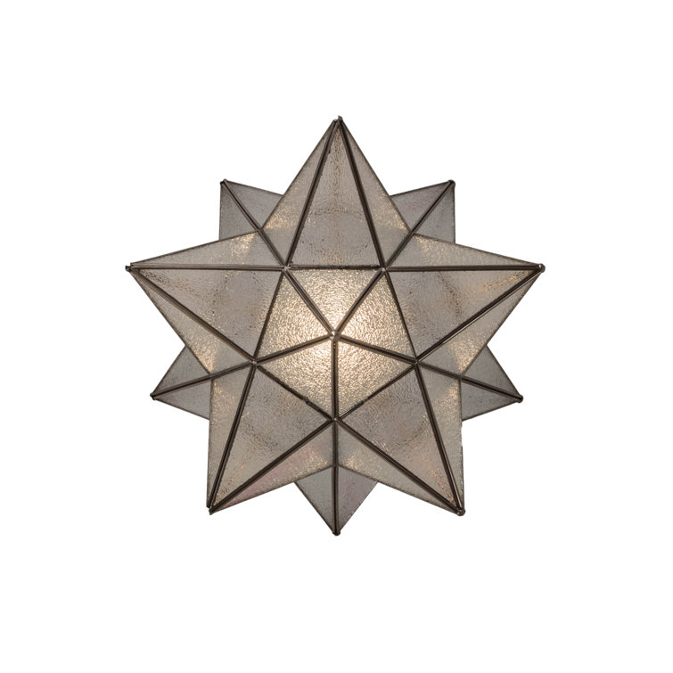 Elegant Moravian Star Brushed Nickel Pendant with Clear Seedy Glass