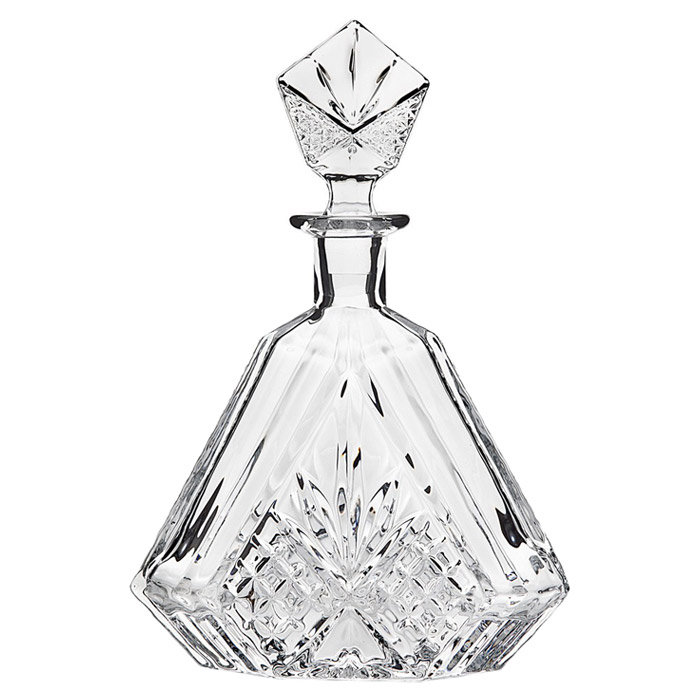 Dublin Clear Crystal Triangular Whiskey Decanter with Etched Stopper