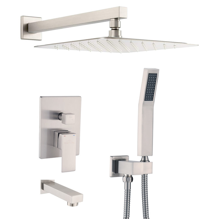 Brushed Nickel Wall Mounted Rainfall Shower System with Handheld