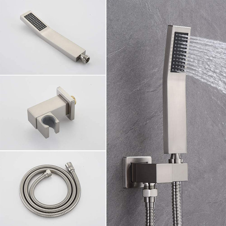 Brushed Nickel Wall Mounted Rainfall Shower System with Handheld