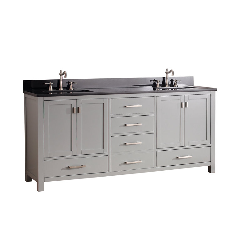 Chilled Gray 73'' Double Vanity with Cala White Top