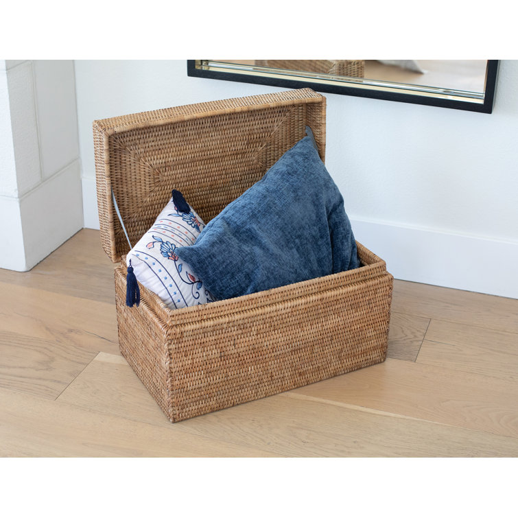 Honey Brown Hand-Woven Rattan Lift Lid Storage Trunk