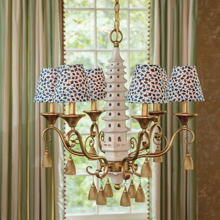 Madcap Cottage 6-Light Classic Brass & Porcelain Chandelier