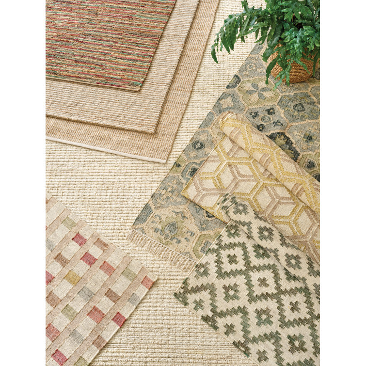 Ivory and Multicolor Geometric Handwoven Cotton Rug, 2' x 3'
