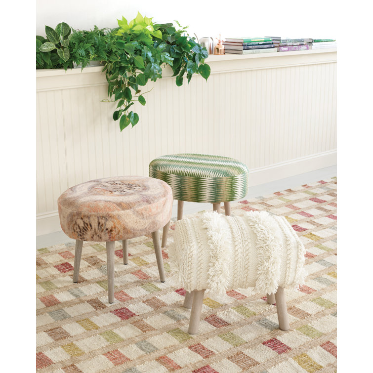 Ivory and Multicolor Geometric Handwoven Cotton Rug, 2' x 3'