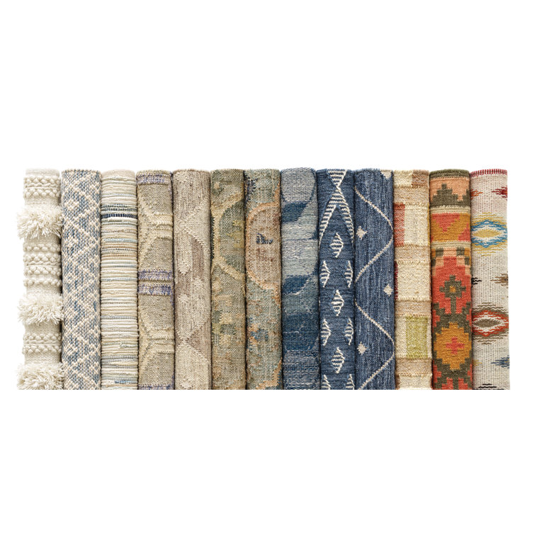 Ivory and Multicolor Geometric Handwoven Cotton Rug, 2' x 3'