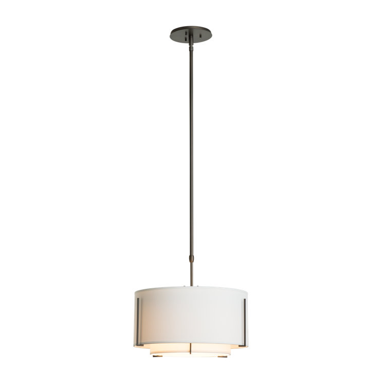 Exos Double Shade Drum Pendant in Opaque Natural Iron and Anna