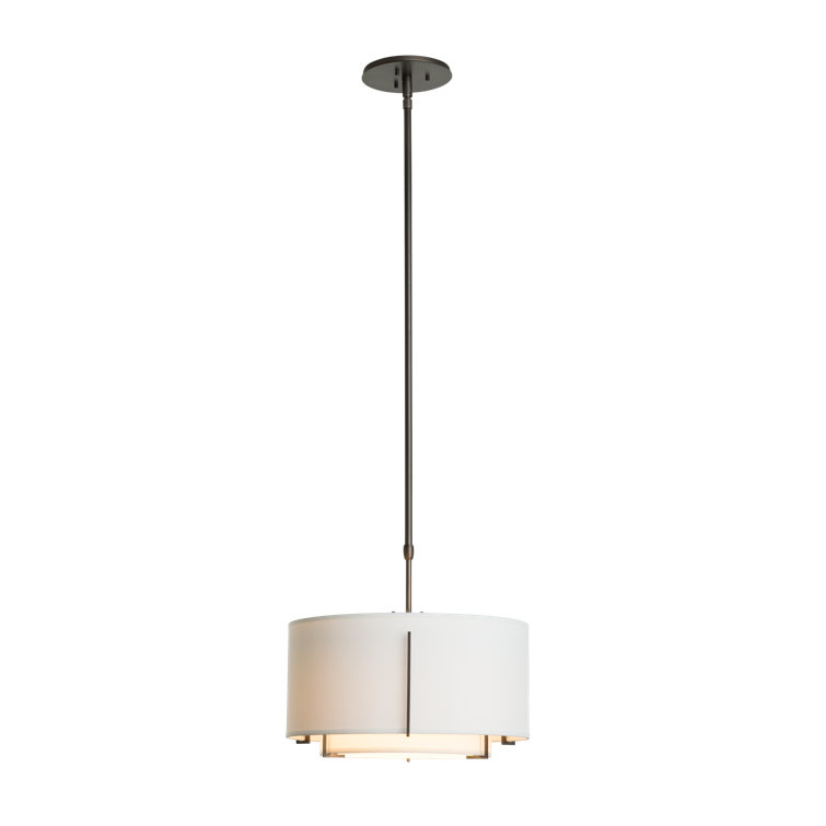Exos Double Shade Drum Pendant in Opaque Natural Iron and Anna