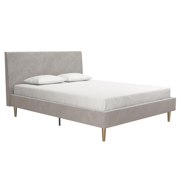 Daphne King-Sized Light Gray Velvet Upholstered Bed with Tufted Headboard