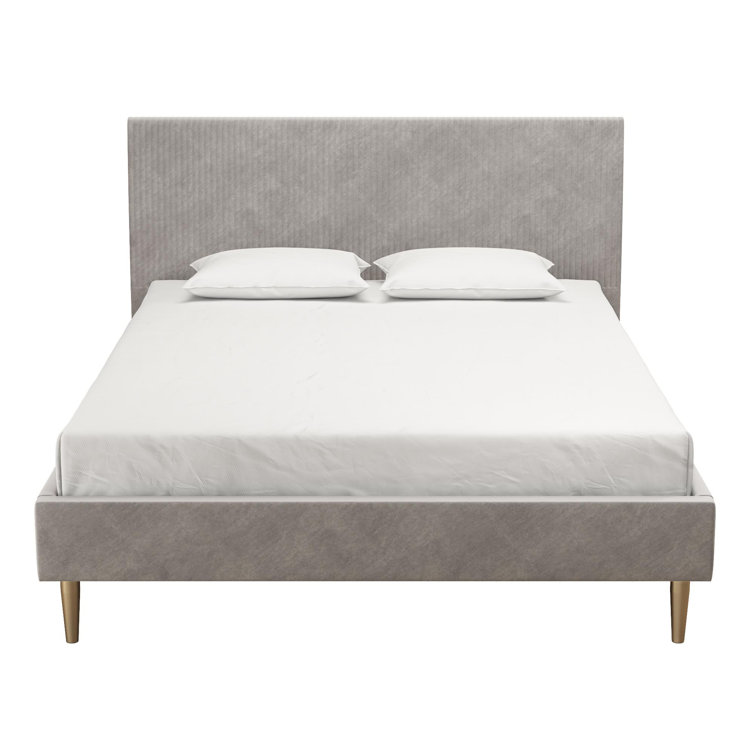 Daphne King-Sized Light Gray Velvet Upholstered Bed with Tufted Headboard