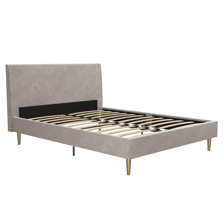 Daphne King-Sized Light Gray Velvet Upholstered Bed with Tufted Headboard