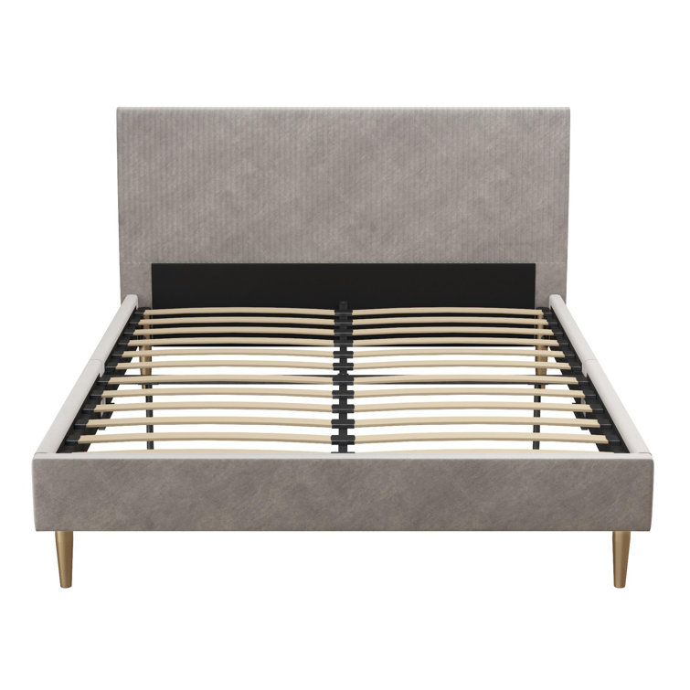 Daphne King-Sized Light Gray Velvet Upholstered Bed with Tufted Headboard