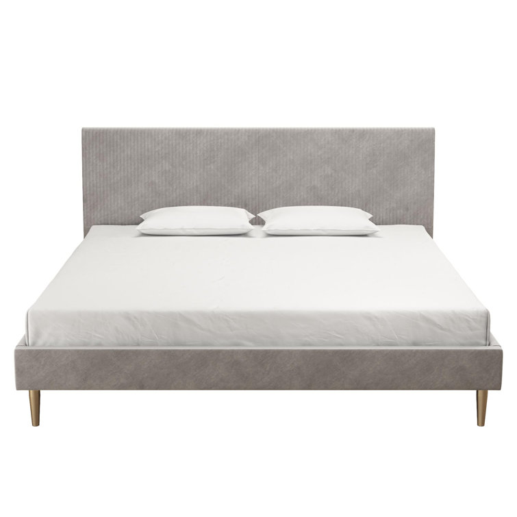 Daphne King-Sized Light Gray Velvet Upholstered Bed with Tufted Headboard