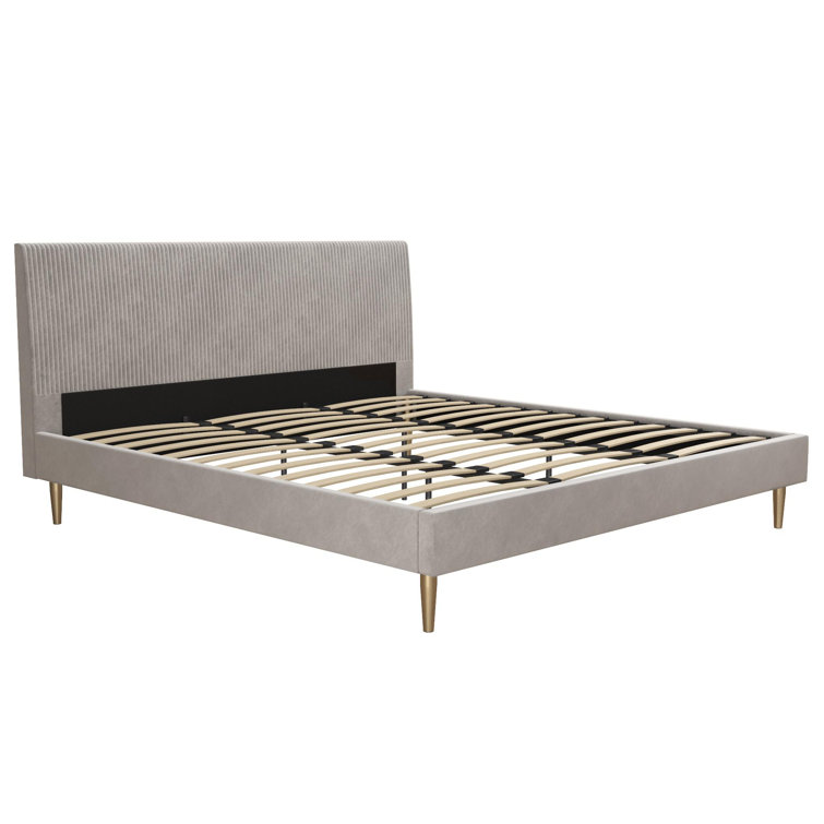 Daphne King-Sized Light Gray Velvet Upholstered Bed with Tufted Headboard