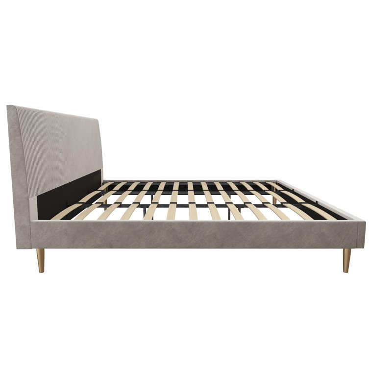Daphne King-Sized Light Gray Velvet Upholstered Bed with Tufted Headboard