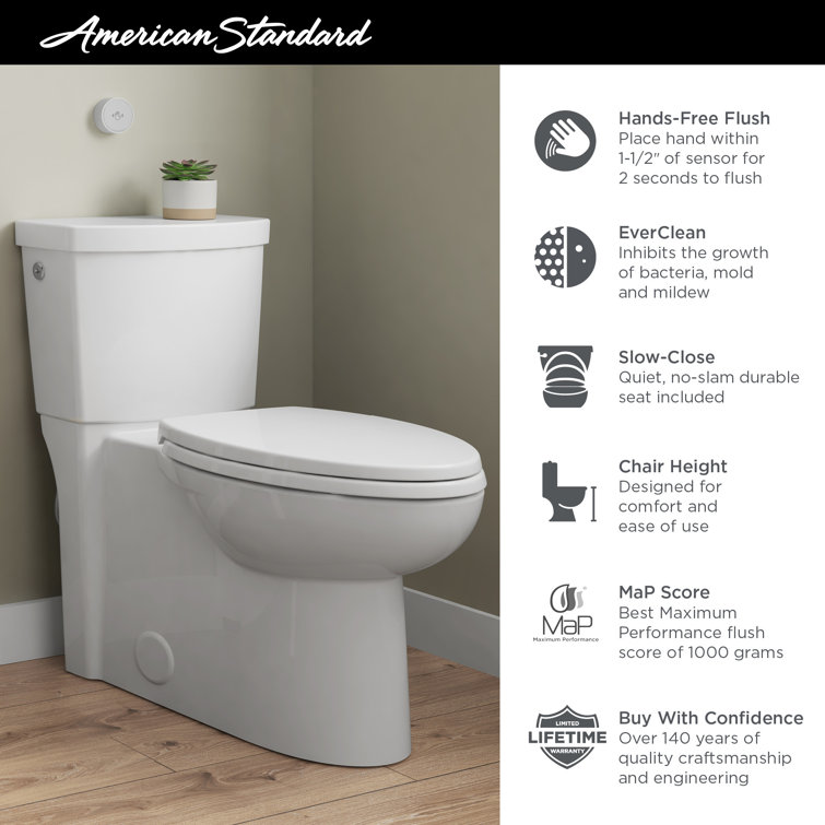 White Touchless Flush Toilet Tank with Chrome Button