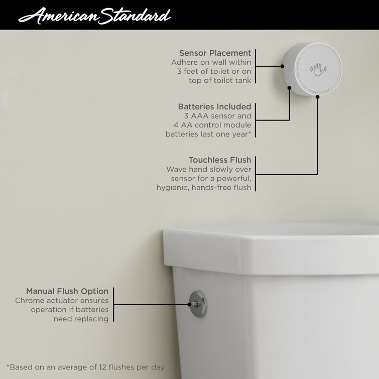 White Touchless Flush Toilet Tank with Chrome Button