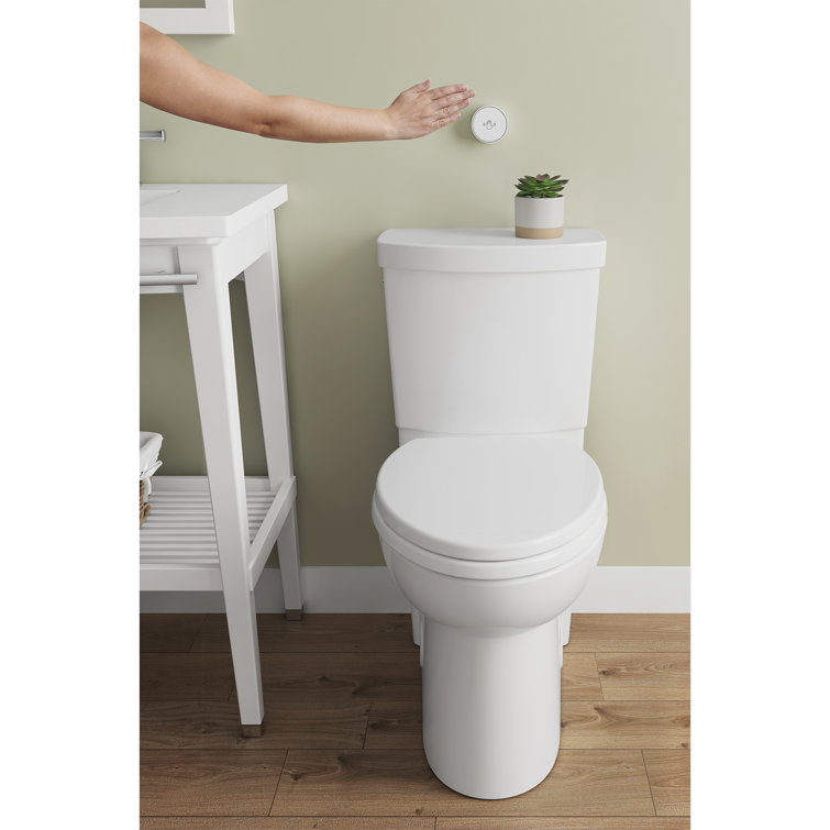 White Touchless Flush Toilet Tank with Chrome Button