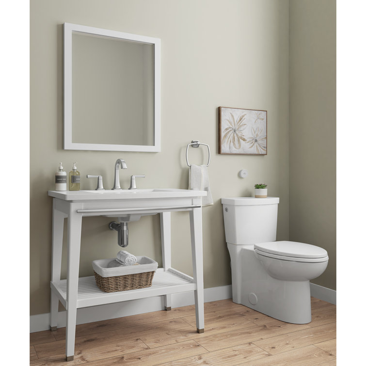 White Touchless Flush Toilet Tank with Chrome Button