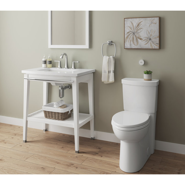 White Touchless Flush Toilet Tank with Chrome Button