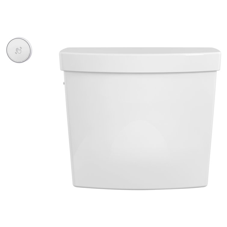 White Touchless Flush Toilet Tank with Chrome Button