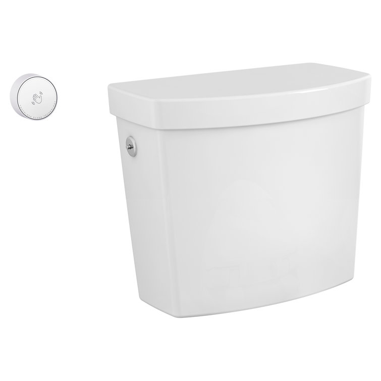 White Touchless Flush Toilet Tank with Chrome Button