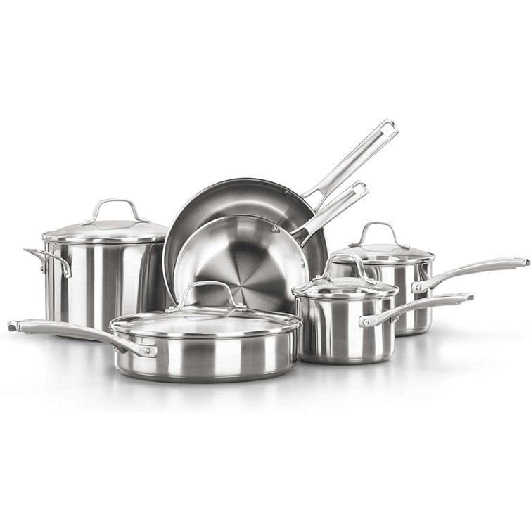 10-Piece Stainless Steel Cookware Set with Glass Lids