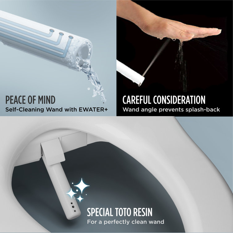 Aquia White Vitreous China Dual Flush Elongated Toilet with Bidet Seat