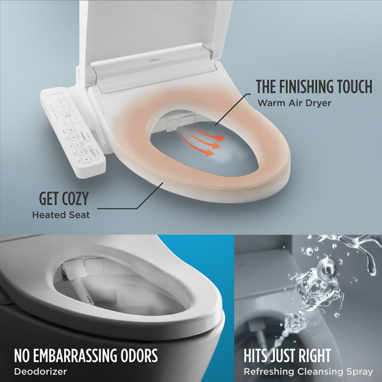 Cotton White Dual Flush Elongated Bidet Toilet with Washlet Seat