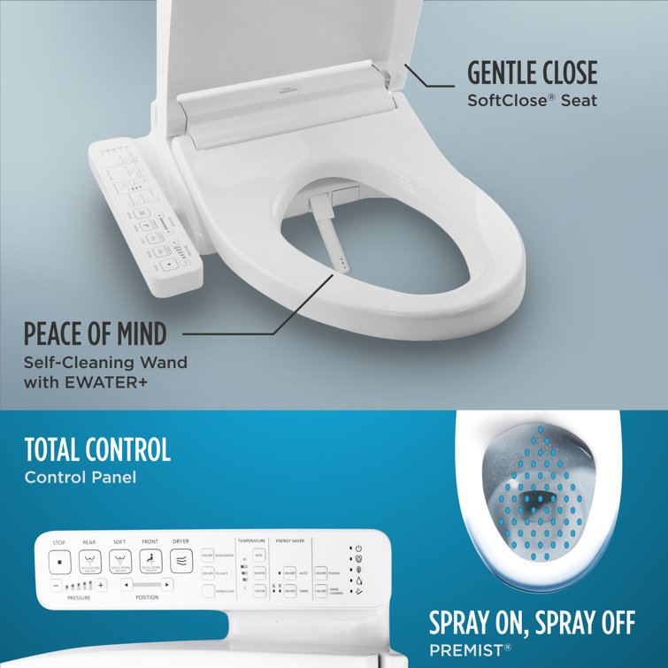 Cotton White Dual Flush Elongated Bidet Toilet with Washlet Seat