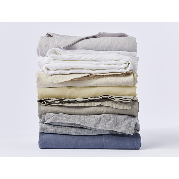 Full Natural Chambray Organic Linen Fitted Sheet