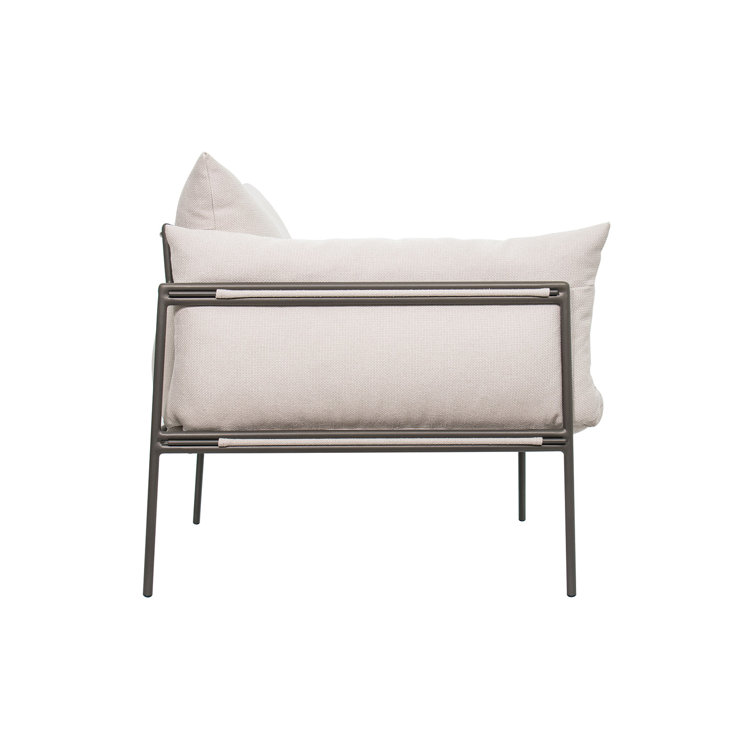 Nut Brown Aluminum Lounge Chair with Wheat Cushions
