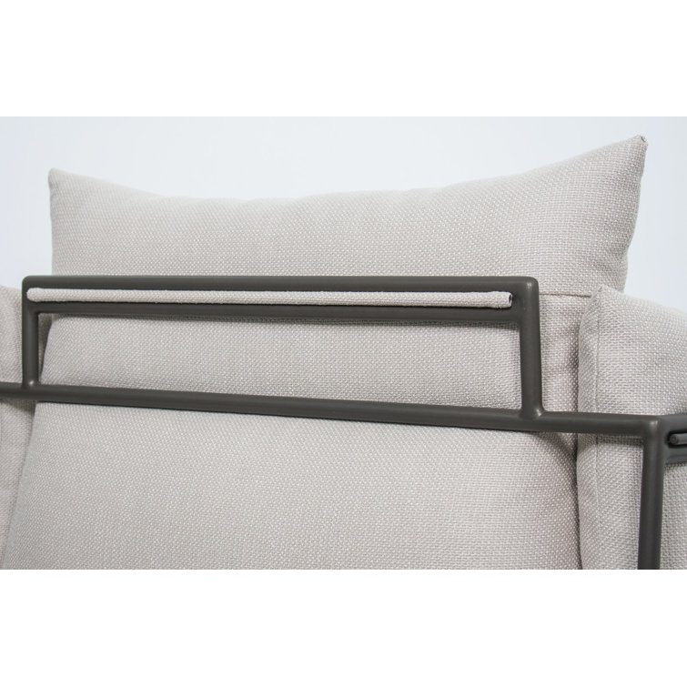 Nut Brown Aluminum Lounge Chair with Wheat Cushions