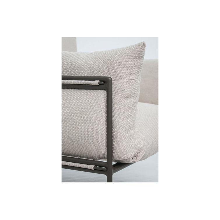 Nut Brown Aluminum Lounge Chair with Wheat Cushions