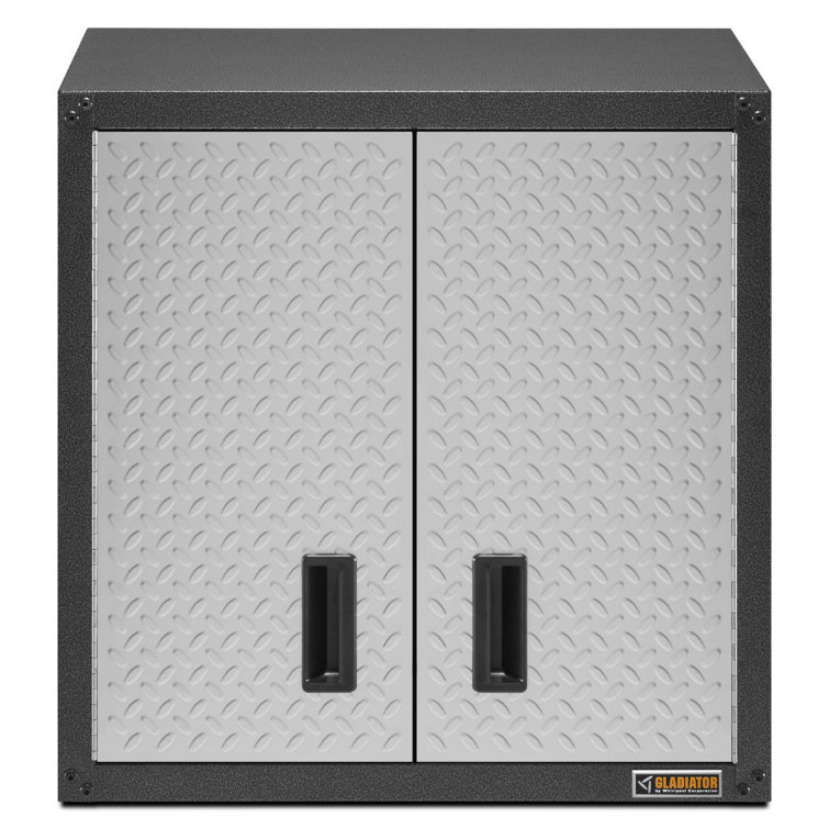 Silver Tread Steel Wall-Mount Office Cabinet with Adjustable Shelves